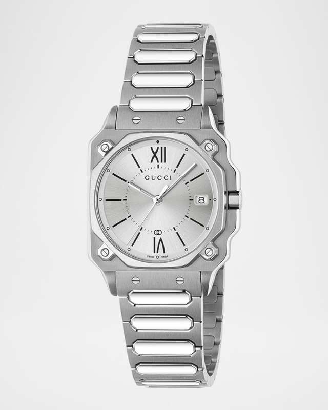 Stainless Steel G-Flat 30mm Bracelet Watch with Silver Dial